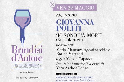 "Io sono l’a-more", Giovanna Politi presenta il suo ultimo libro alla Cantina Conti Zecca di Leverano - Corriere Salentino