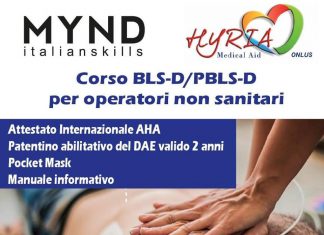 Al via le iscrizioni per un nuovo corso BLS-D/PBLS-D per operatori non sanitari