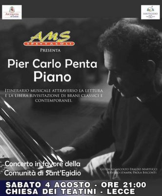 Il Maestro Pier Carlo Penta torna nel Salento: sabato 4 agosto concerto a sostegno della Comunità Sant’Egidio - Corriere Salentino