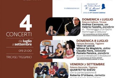 "Classica d'estate": domenica 8 Luglio il Trio di Lecce al Palazzo Baronale di Tiggiano - Corriere Salentino