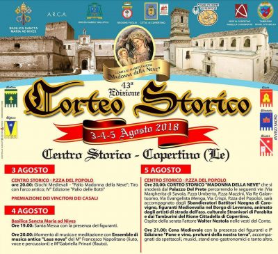 Tutto pronto per la 43^ edizione Corteo Storico Madonna della Neve Copertino - Corriere Salentino