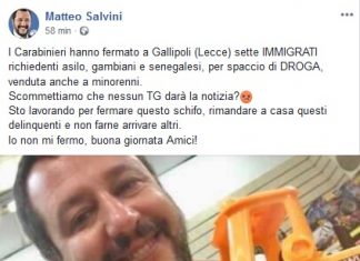 Blitz contro lo spaccio a Gallipoli: Salvini mostra la ruspa, Marti esulta