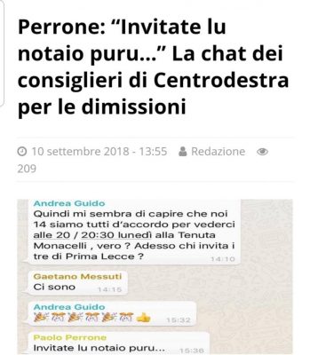 Una chat privata svela che era tutto pronto per far cadere Salvemini, ma poi l’inchiesta giudiziaria fa saltare tutto - Corriere Salentino