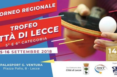 Tennistavolo: al via il “Torneo Regionale Pugliese – Trofeo Città di Lecce” al PalaVentura - Corriere Salentino