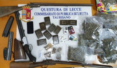 Bazar di droghe e fucili in casa: in manette marito e moglie - Corriere Salentino
