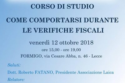 Come comportarsi durante le verifiche fiscali: il corso di studio venerdì da Laica - Corriere Salentino