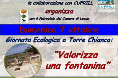 “Valorizza una fontanina”, una giornata ecologica a Torre Chianca - Corriere Salentino