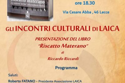 "Riscatto Materano", Laica Lecce presenta l'ultimo libro di Riccardo Riccardi - Corriere Salentino
