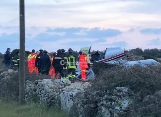 Ultraleggero precipita sulla provinciale Ugento-Gemini: due morti