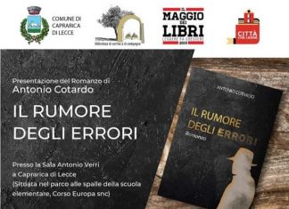 Venerdì a Caprarica la presentazione del romanzo di Antonio Cotardo “Il rumore degli errori”