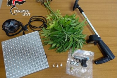 Addosso cocaina, in casa pistola, munizioni e due piante di marijuana: in carcere un 20enne - Corriere Salentino