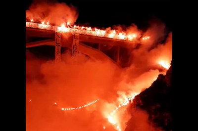 La festa ultras degenera: Ciolo come l'Inferno. E ai piedi del ponte spunta enorme murales - Corriere Salentino