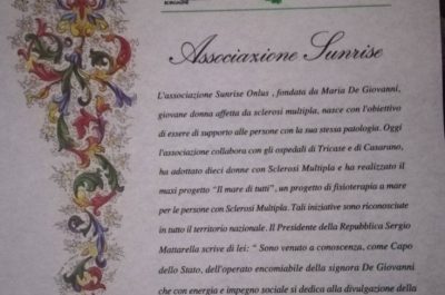 Maria De Giovanni premiata con il "Premio Vrani" per il progetto di inclusione sociale "Il mare di tutti" - Corriere Salentino