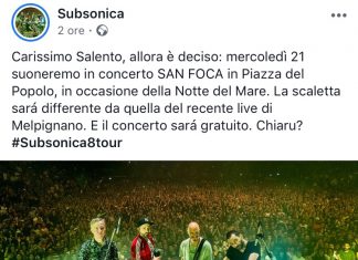 I Subsonica concedono il bis (gratis), il 21 concerto a San Foca