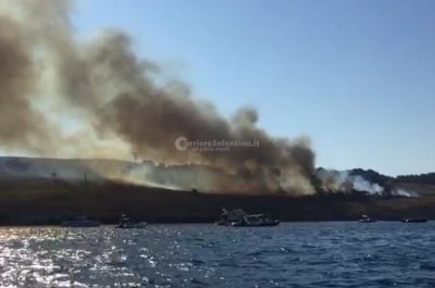 Incendio alla baia delle Orte, in fiamme ettari di macchia mediterranea - Corriere Salentino