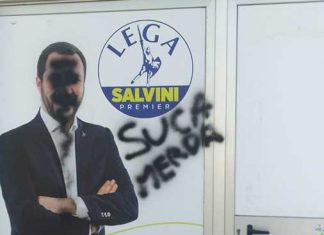 Vandali scatenati contro la sezione della Lega di Racale: “Non ci fermeranno”