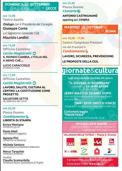 Giornate del Lavoro, si discute di cambiamento anche col premier e 3 ministri: 2400 partecipanti a Lecce - Corriere Salentino