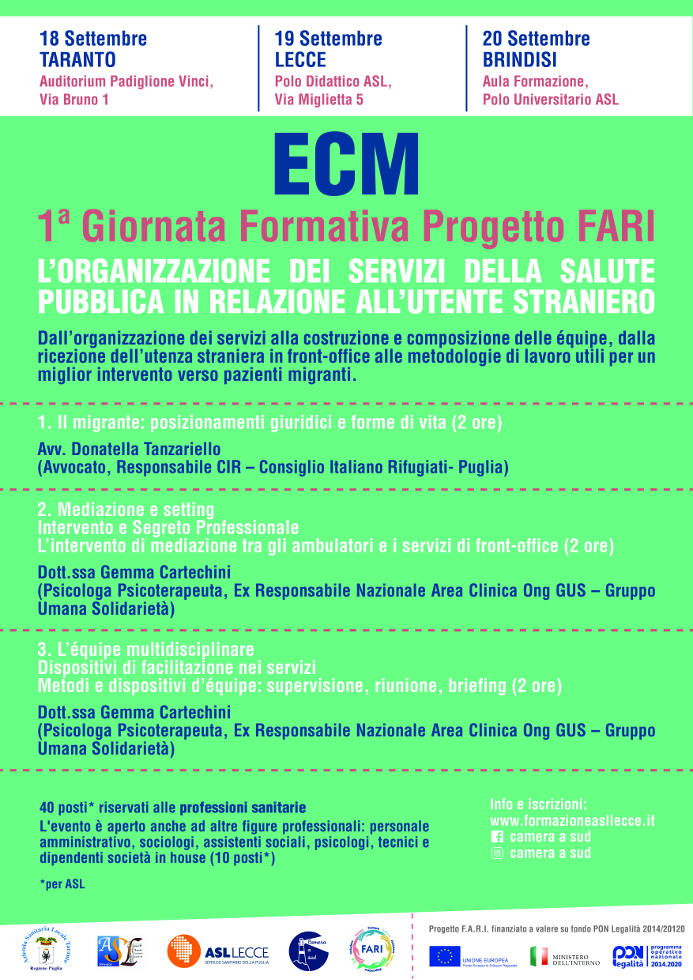 Al via il Progetto FARI: il 19 settembre la prima giornata di formazione dell'Asl di Lecce - Corriere Salentino