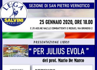 Anche il Senatore Roberto Marti alla presentazione del volume “Per Julius Evola”