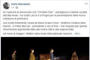 Christian Dior sfilerà a Lecce. Sarà la prima Cruise in Italia - Corriere Salentino