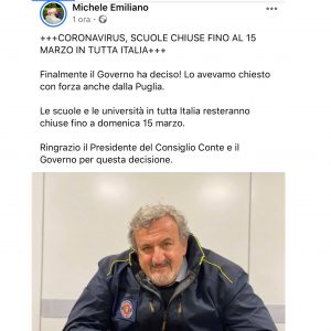 È ufficiale: covid-19, chiudono tutte le scuole fino al 15 marzo. “È per non far collassare la sanità” - Corriere Salentino