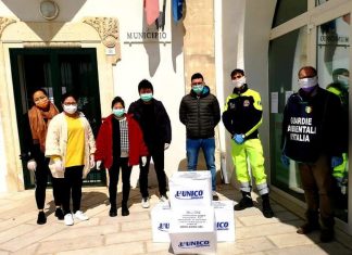 La distribuzione di 4000 mascherine a Nociglia: sono state donate da un concittadino