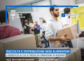 Lecce solidale: avviata la raccolta alimentare presso il Centro Operativo Comunale di Via Giurgola