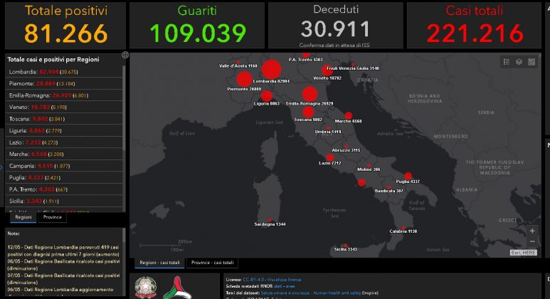 Coronavirus, il bilancio del 12 maggio in Italia: 2.452 guariti, 1.402 nuovi contagi e 172 morti - Corriere Salentino