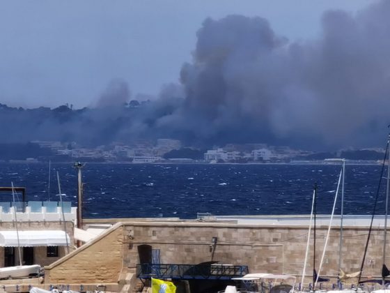 Forti raffiche di vento ed il fuoco si estende: vasto incendio minaccia case. Intervengono canadair - Corriere Salentino