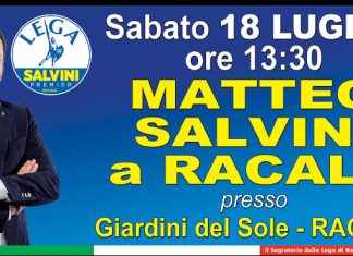 Sabato Salvini farà tappa anche a Racale alle 13:30