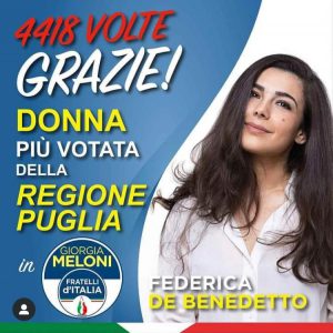 Regionali 2020, è Federica de Benedetto la donna più votata nel centrodestra leccese - Corriere Salentino