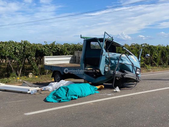 Tremendo schianto con un furgone, 70enne viene sbalzato dall'Ape e muore: inutili i soccorsi - Corriere Salentino