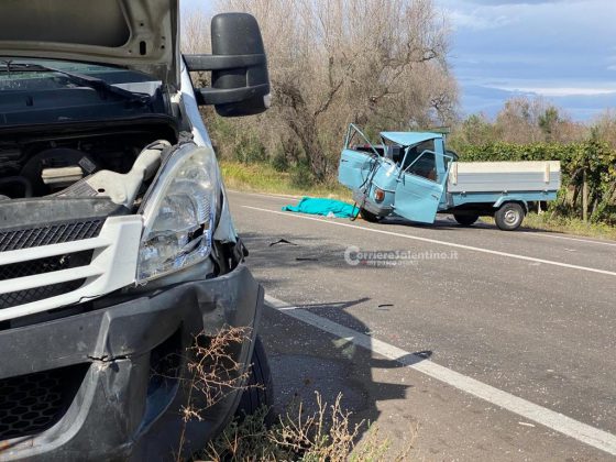 Tremendo schianto con un furgone, 70enne viene sbalzato dall'Ape e muore: inutili i soccorsi - Corriere Salentino