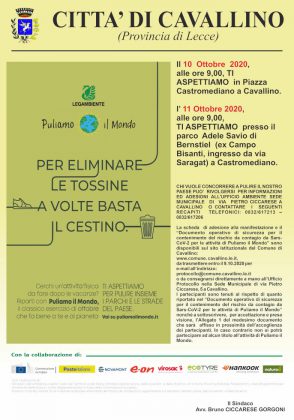 “Puliamo il Mondo”, il Comune di Cavallino aderisce alla campagna di Legambiente - Corriere Salentino