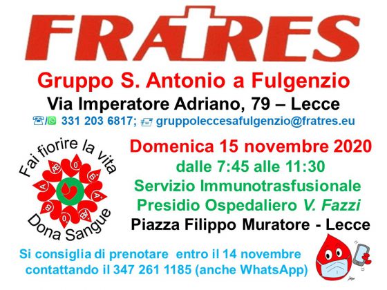 Domenica mattina dedicata alle donazioni di sangue, Fratres in campo anche durante la pandemia - Corriere Salentino
