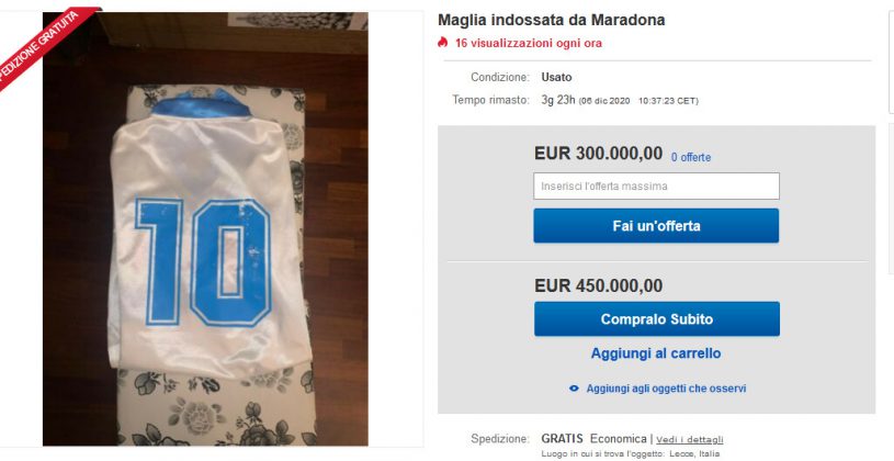 Da "Pibe de Oro" a "Re Mida": da Lecce l'asta per la maglia di Maradona, si parte da 300mila euro - Corriere Salentino