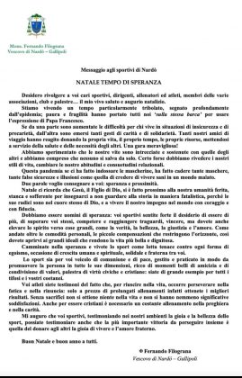 Speranza e prossimità, il messaggio del Vescovo per tutti gli sportivi neretini - Corriere Salentino