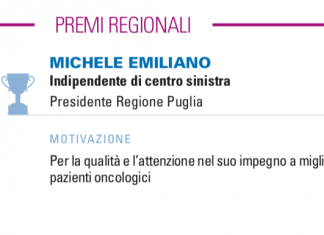 Conferito al presidente Emiliano il Cancer Policy Award 2020