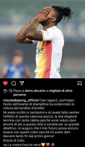 Adjapong stagione finita: rotto il tendine d’Achille - Corriere Salentino