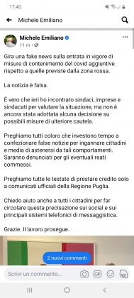 La “zona rossa rinforzata” è una fake news: interviene Emiliano per ribadirlo - Corriere Salentino
