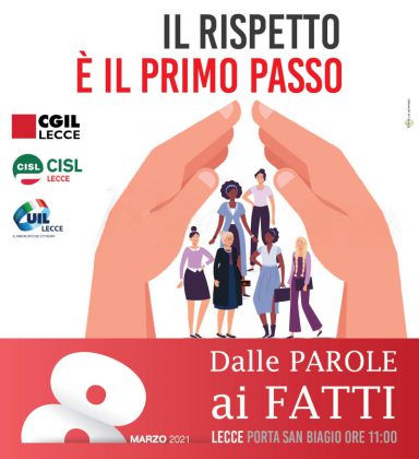 Giornata Internazionale della Donna: Cgil, Cisl e Uil lunedì 8 marzo a Porta San Biagio - Corriere Salentino