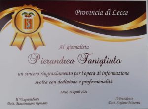 Un premio per la promozione del Salento con lo sport: riconoscimento a Fanigliulo per “Sport Puglia” sul CorriereSalentino - Corriere Salentino