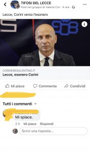 Sticchi Damiani: “Ripartire senza dare nulla per scontato”. Il popolo del web si divide sull’esonero Corini - Corriere Salentino