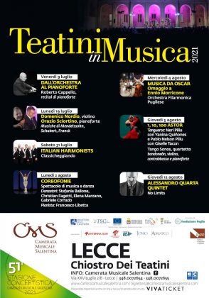 "Teatini in Musica 2021", sabato 31 luglio gli Italian Harmonists protagonisti al Chiostro dei Teatini - Corriere Salentino