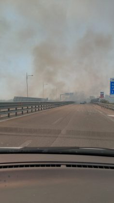 Incendio nel boschetto di San Cesario, fumo “minaccia” anche l’ospedale. Intervengono i canadair in tangenziale - Corriere Salentino