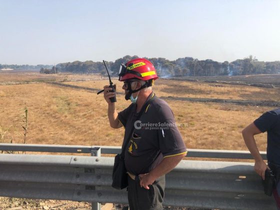 Incendio nel boschetto di San Cesario, fumo “minaccia” anche l’ospedale. Intervengono i canadair in tangenziale - Corriere Salentino