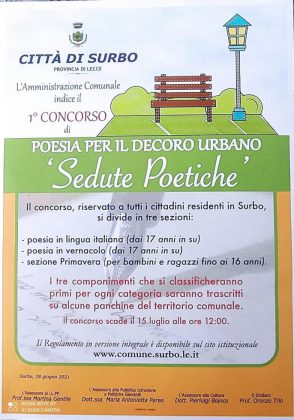 “Sedute poetiche”, al via a Surbo il primo concorso di poesia per il decoro urbano - Corriere Salentino