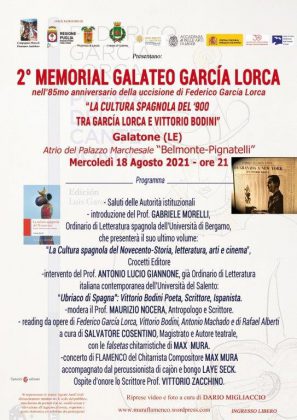 Il Salento ricorda Garcia Lorca: doppio appuntamento a Galatone e Botrugno - Corriere Salentino