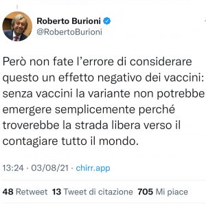 Covid, Burioni: “Senza vaccino mutazioni più contagiose. Vaccinandosi potrebbe emergere un virus resistente” - Corriere Salentino
