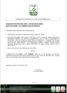 Rinviata Lecce-Vicenza - Corriere Salentino